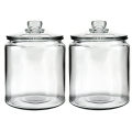 Glass Storage Canister, Clear Jar, With Clear Glass Lid- 1/2 Gallon (Set of 2)